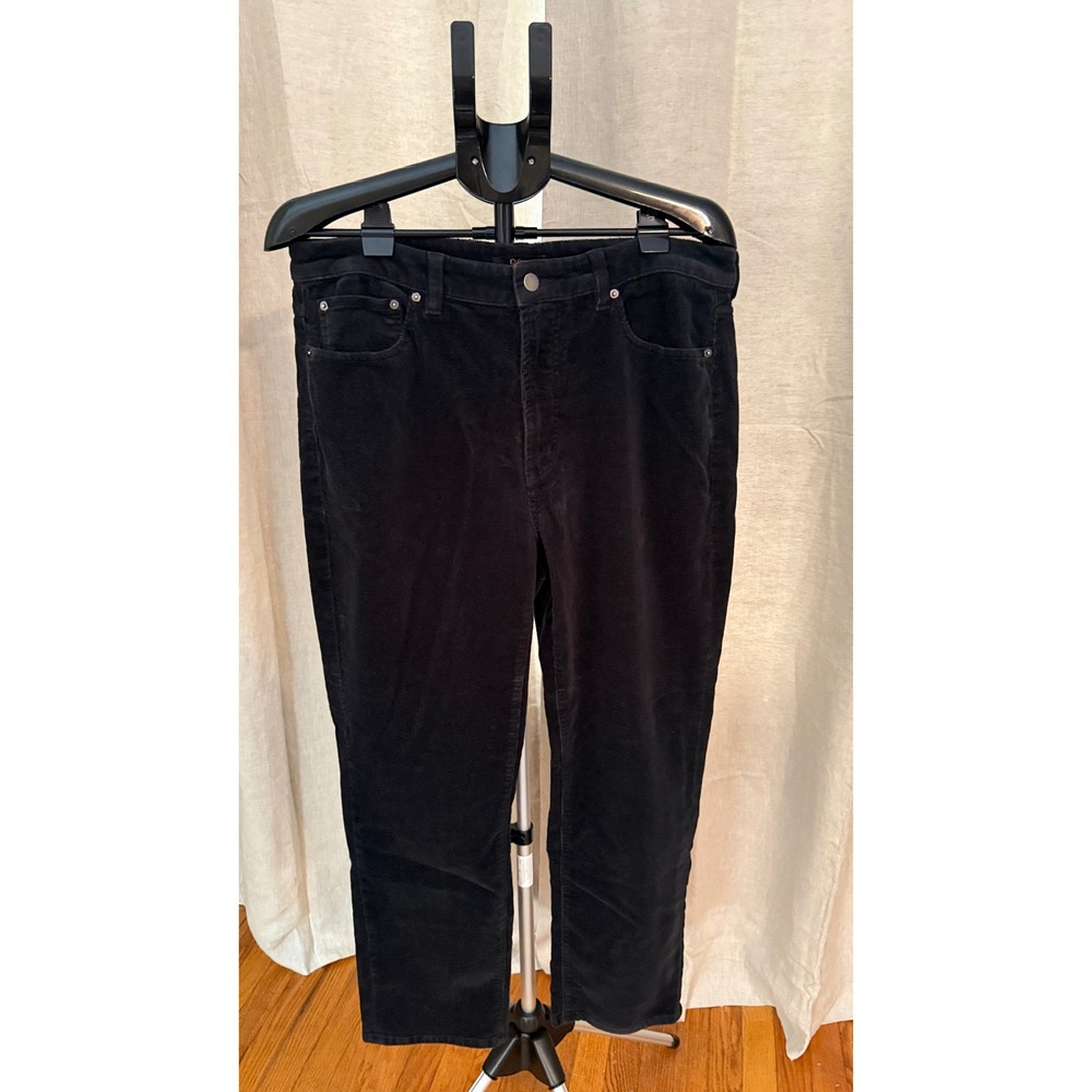 Quince Organic Stretch Corduroy Straight Leg Pants Women's 14 Black NWOT